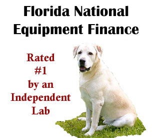 image of yellow lab with text stating Floria National Equipment Finance rated number one by an independent lab.